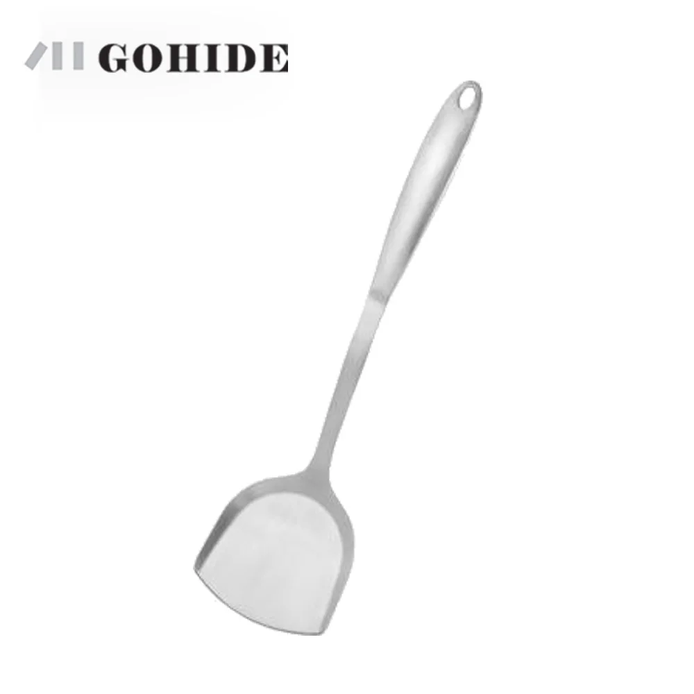 JUHD 1pcs Wok Spatula NO.01b Chinese Style Spatula Stainless Steel Spatula Kitchen Metal