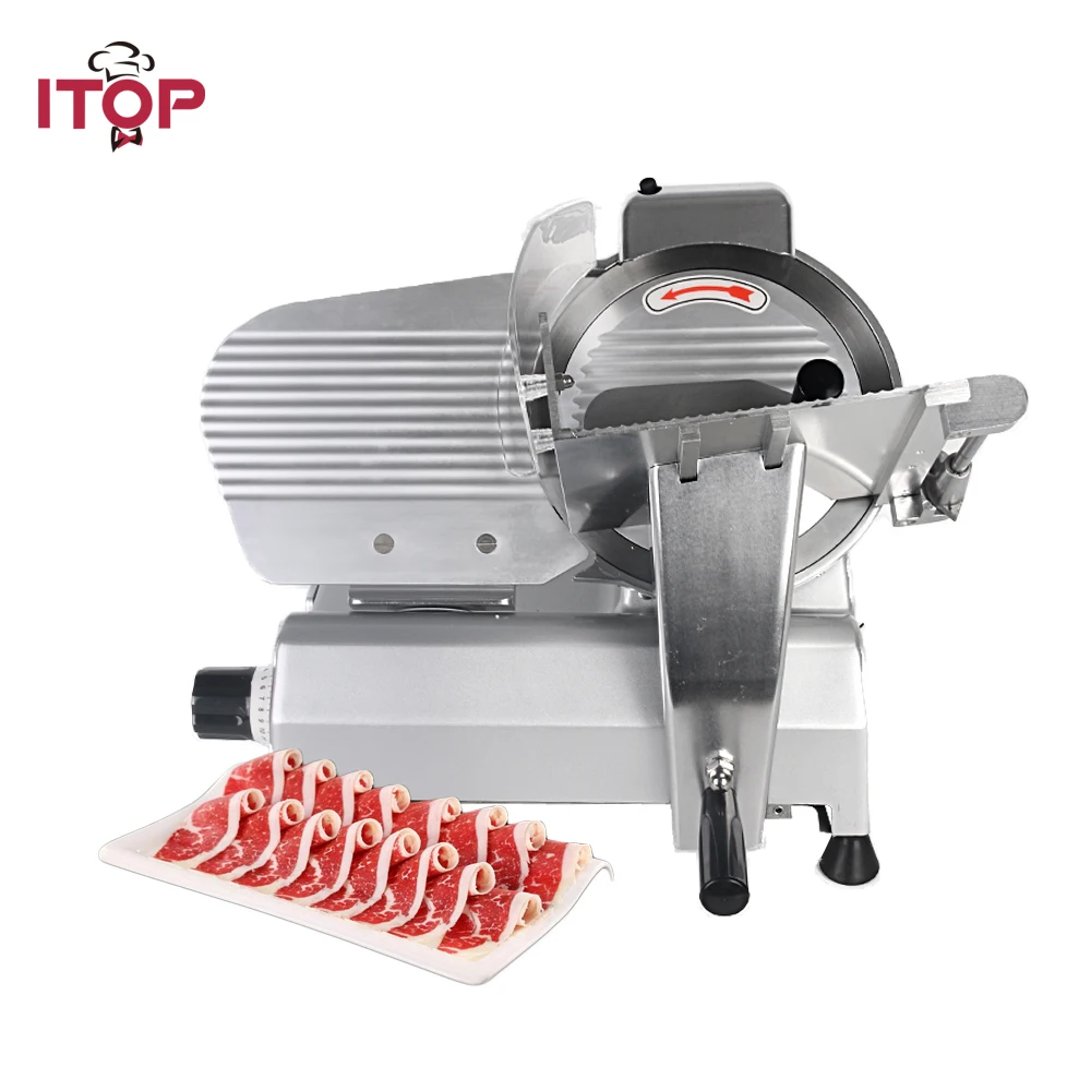 

ITOP Commercial Electric Meat Slicers 0-10'' Adjustable Thickness Frozen Beef Mutton Roll Stainless Steel Mincer 110V/220V