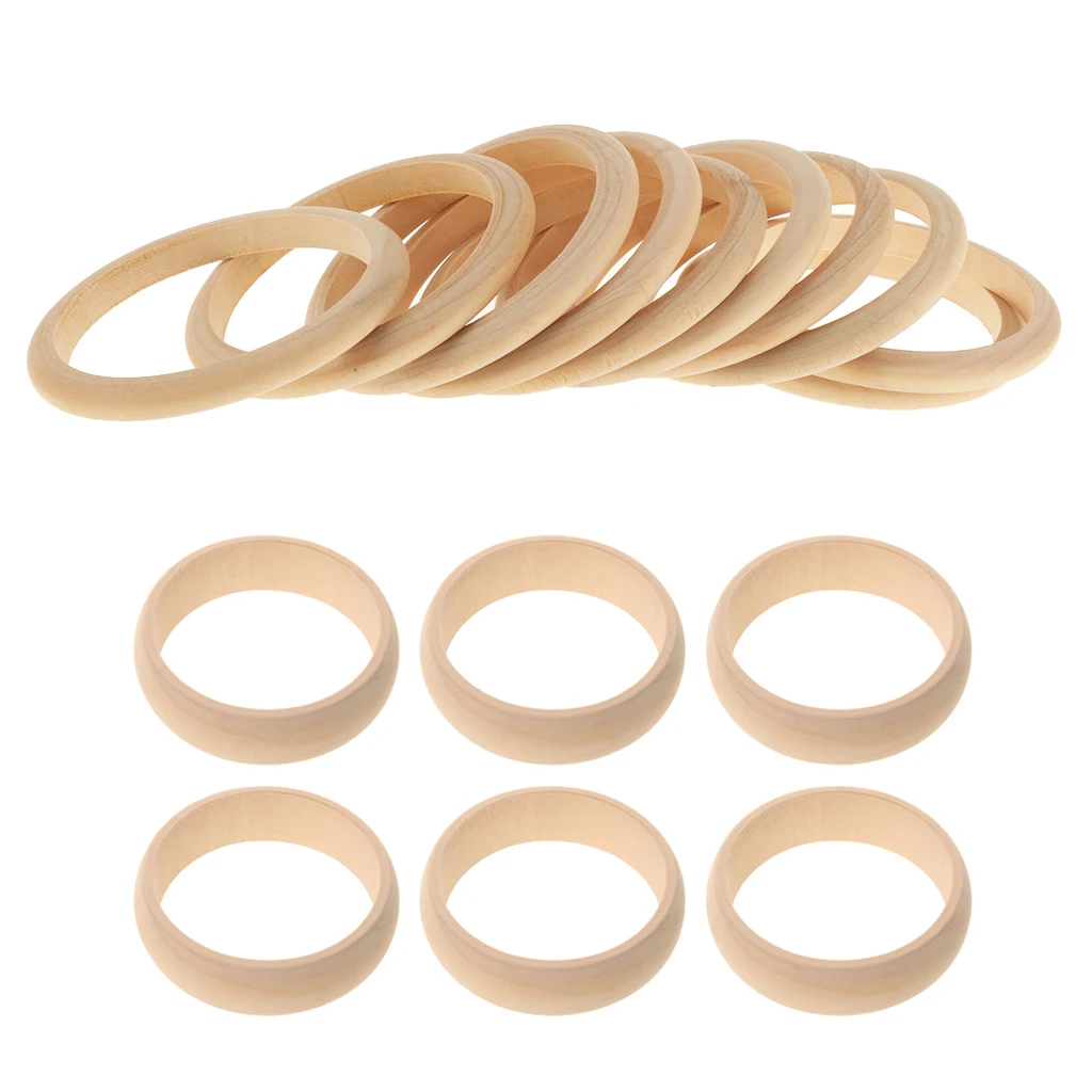 16 Pieces Unfinished Natural Wooden Wood Blank Bangle Bracelet DIY, 8mm, 22mm Wide
