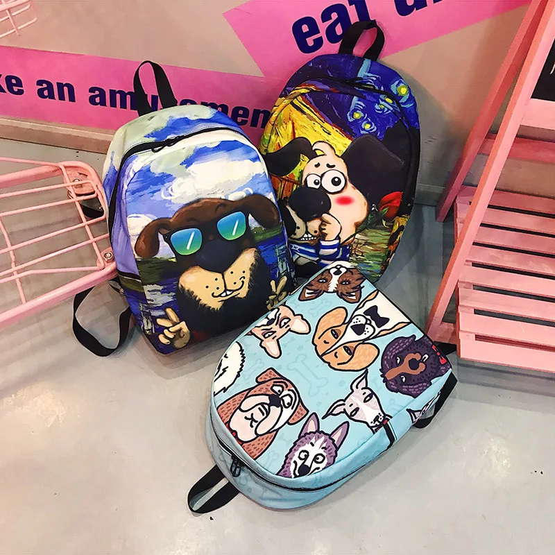 Menghuo New Women Backpacks Girls School Bag 3D Cartoon Cat School Backpack Bag For Girls Printing Backpack Travel Bags Mochilas (23)