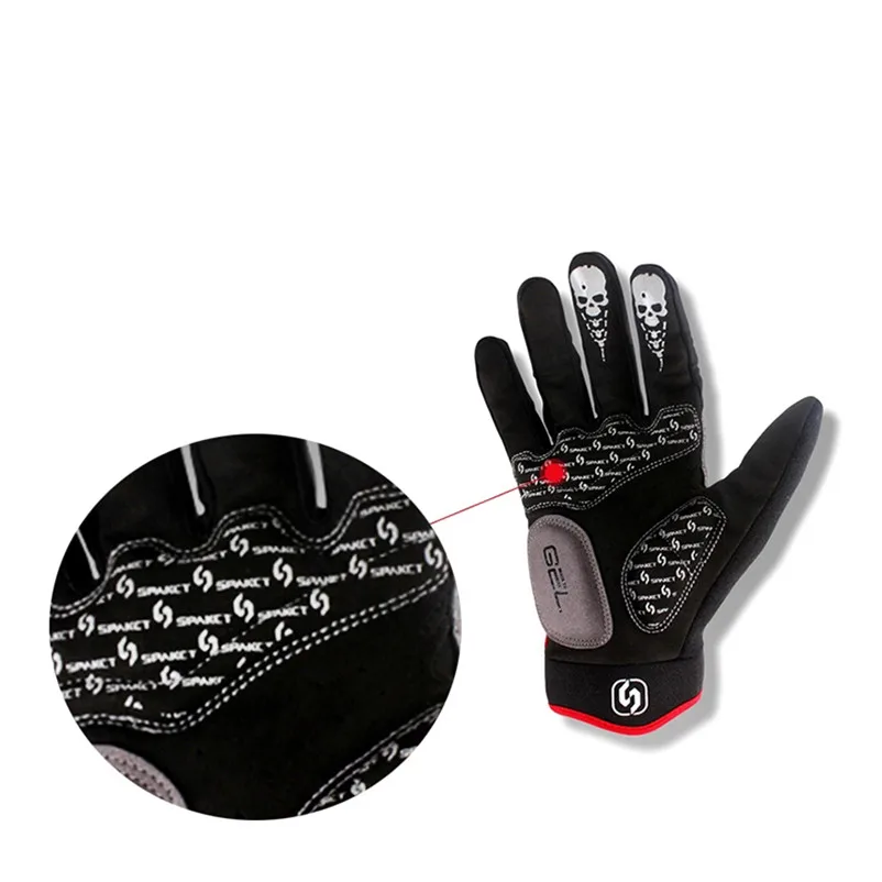 SPAKCT Cycling Gloves Full Finger Skull  Gel Pads Bike Bicycle Gloves Motorcycle Sports Downhill Racing Long Gloves  Unisex 5