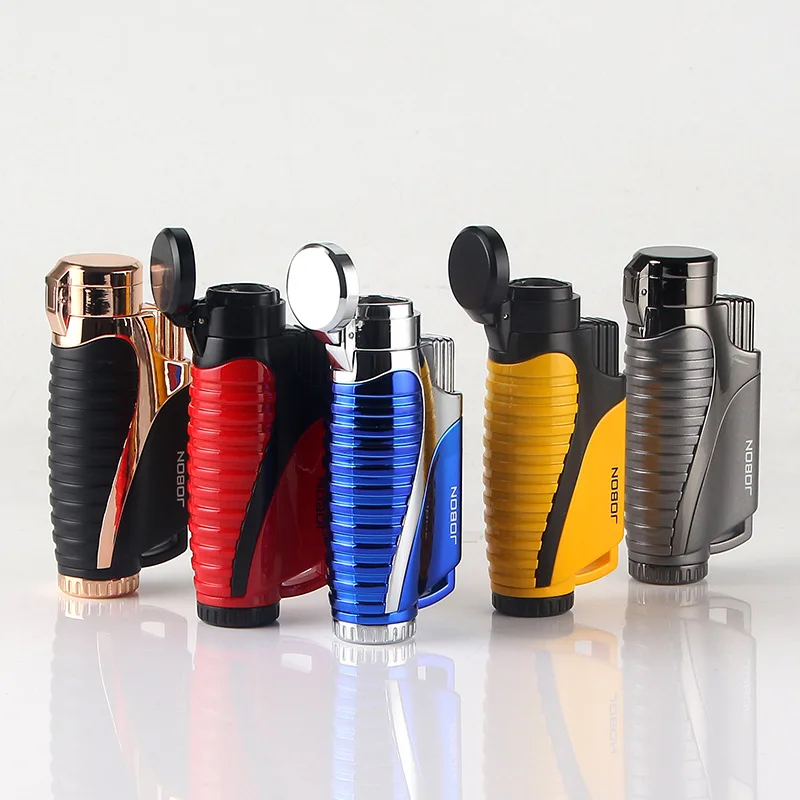 

Three Nozzles Fire Jet Butane Lighter Metal Spray Gun Torch Turbo 1300 C Fire Windproof Pipe Cigar Lighter No Gas