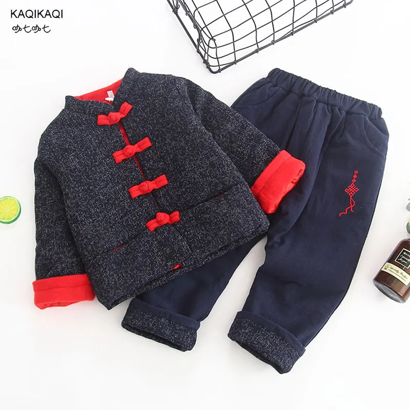 

Chinese Style Traditional Winter Boy Clothing Sets Child Tang Suit For New Year Baby Boy Clothes 2018 Sets
