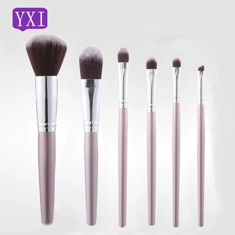 

6Pcs Makeup Brushes Set Eyeshadow Foundation Powder Concealer Angled Eyebrow Brush Synthetic Hair Wooden Handle Makeup Brushes