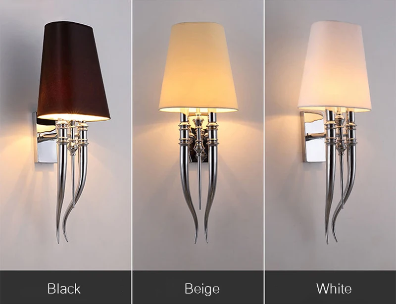 Modern Iron Claw Horn Cloth LED Wall Light Bedroom Bedside Wall Lamp Dining Living Room Wall Sconce Light Fixtures (6)