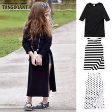 TANGUOANT/осеннее детское праздничное платье; Повседневная Уличная одежда; платья трапециевидной формы с разрезом; Новая модная детская одежда с длинными рукавами для девочек
