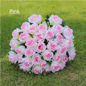 Новое поступление, Моделирование искусственных цветов, искусственный цветок, свадебные принадлежности, Шелковый цветок, 36 голов, букет роз, 13 цветов - Цвет: pink