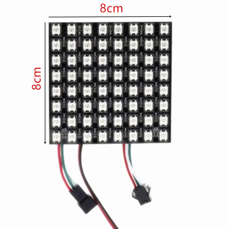 Светодиодный модуль газа WS2812B цифровой 5050 RGB Мечта Цвет запрограммирован Адресуемых СВЕТОДИОДНЫЙ 64 Пиксели 256 Пиксели DC5V 8*8 см 8*32 см 16*16 см