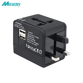 

Universal Travel Adapter Worldwide All in One Phone Charger Socket Power Converter with Daul USB Charging Port US/EU/UK/AU Plug