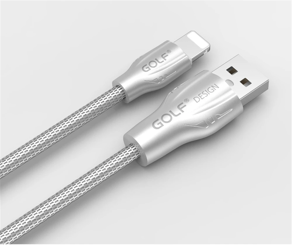 GOLF 1 м металлическая спиральная труба 2.4A Быстрая зарядка USB синхронизации данных зарядное устройство кабель для iPhone 6 6 S 7 8 Plus X XR XS 5 5s iPad Air 2 mini 2