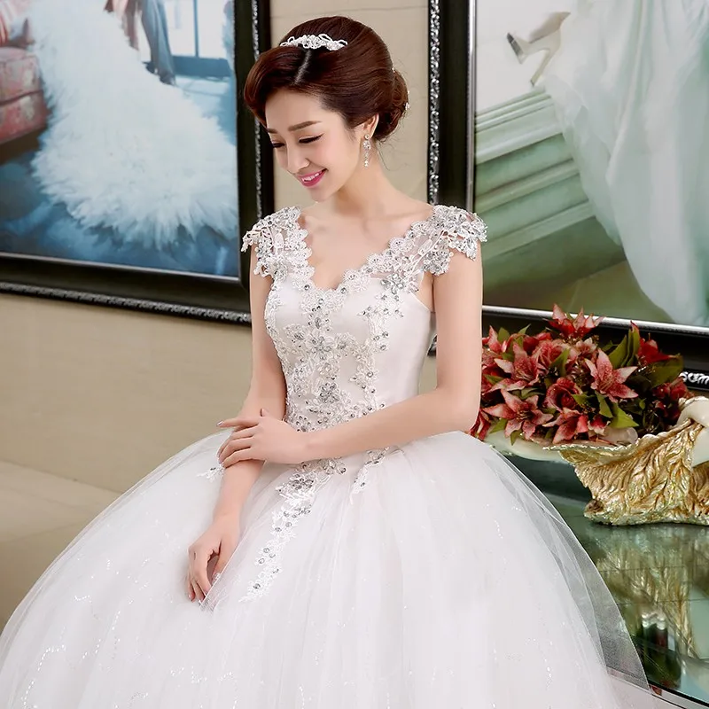 LAMYA Sexy V-Neck Princess Wedding Dresses Vestidos De Novia Cheap Flower Bridal Gown Customized Ball Gown Vestidos De Novia bridal gowns