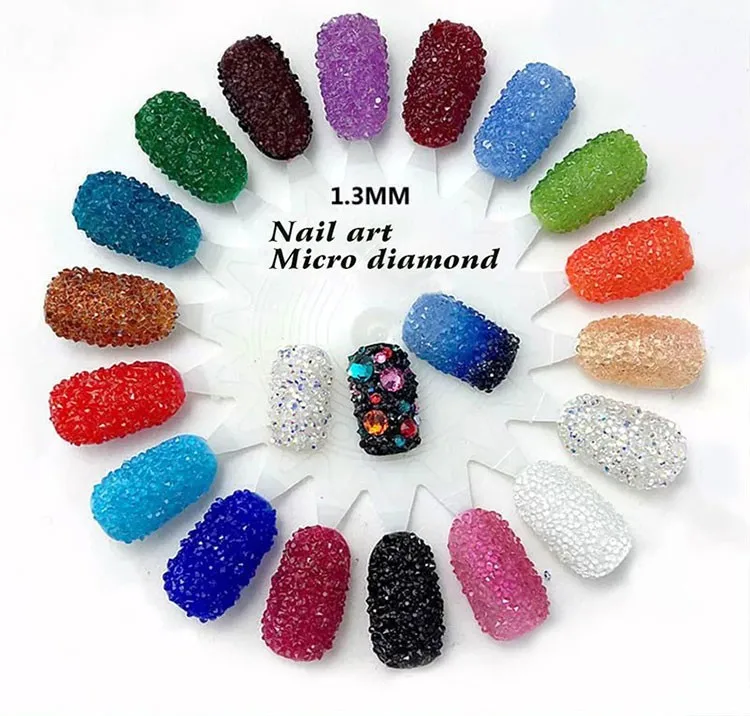 1440 шт./упак. 1.3 мм 3D Мини Циркон Nail Art Стразы DIY Сияющий многоцветный Nail Art Украшения микро искусства ногтя стразы стразы для ногтей D1241