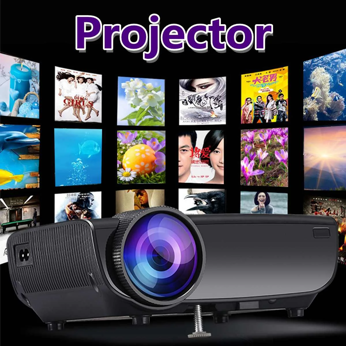 LEORY Newest 7000 Lumens LED 3D Projector USB Smartphone Display HDMI/USB/AV/SD/U Flash Disk Beamer Home Theater Projectors