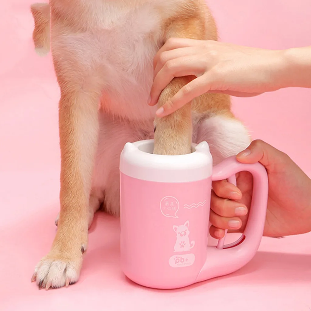 Trsnser собака стопы очистки чашка Paw розовые цветы ручной Портативный чистым инструментом стиральная ABS шайба на открытом воздухе 19Mer27 P35