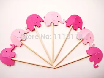 

cheap Mixed Pink Elephants Party Picks - Cupcake Toppers - Toothpicks - Food Picks wedding baby shower birthday party favors