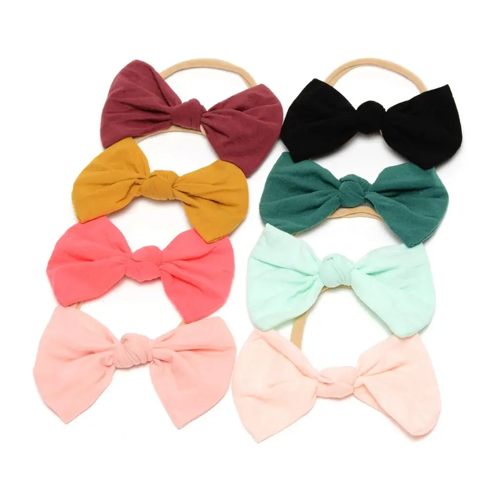 

10pcs/lot Bows Baby Headbands Handmade Knot Bow Nylon Newborn Headband Prop Baby Bandana Baby Hair Band 27 Colors JFNY132A