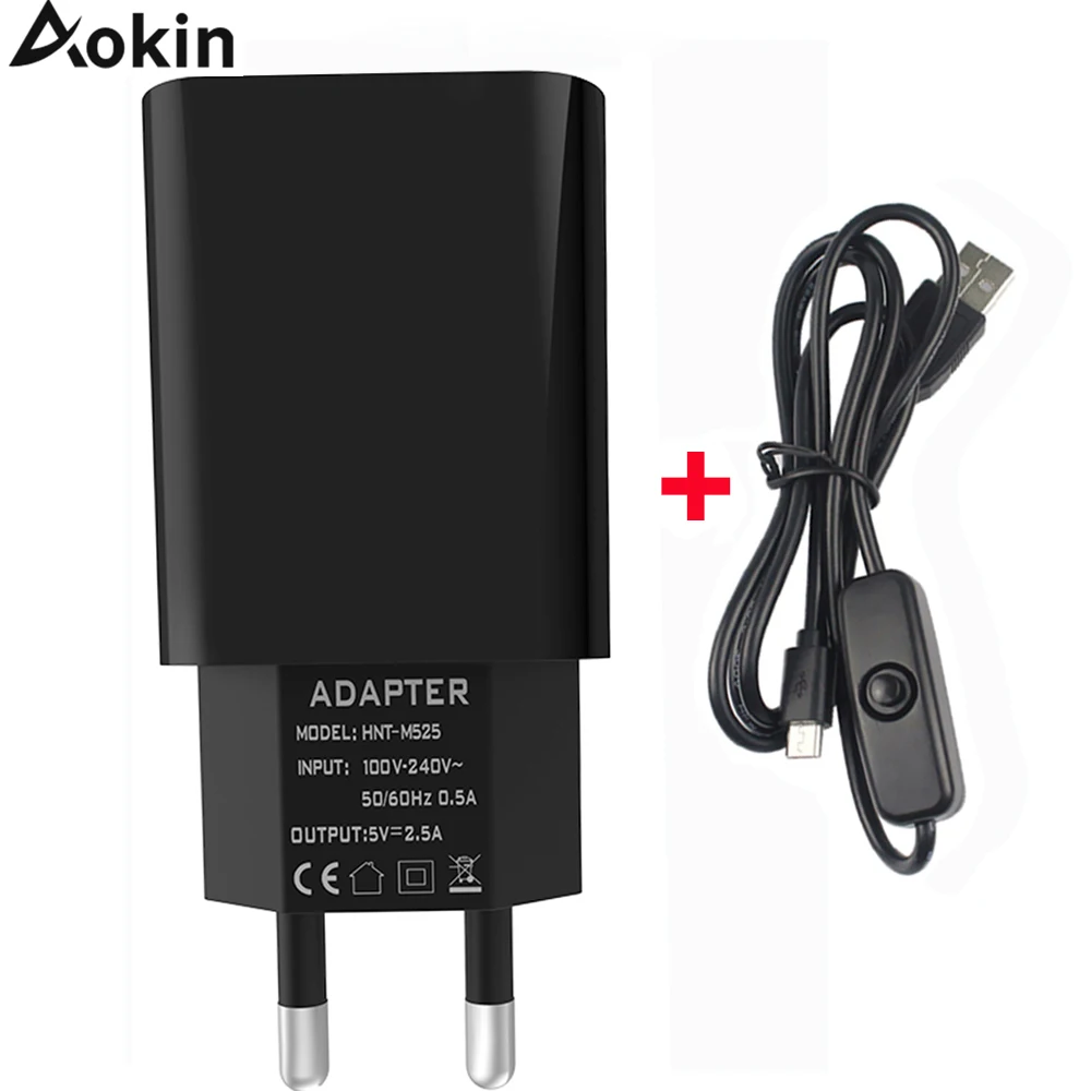 

Raspberry Pi 3 Model B/B+ Plus Power Supply 5V 2.5A with Power Switch Micro USB Cable 2.5A 2A 1.5A 1A AC Power Adapter