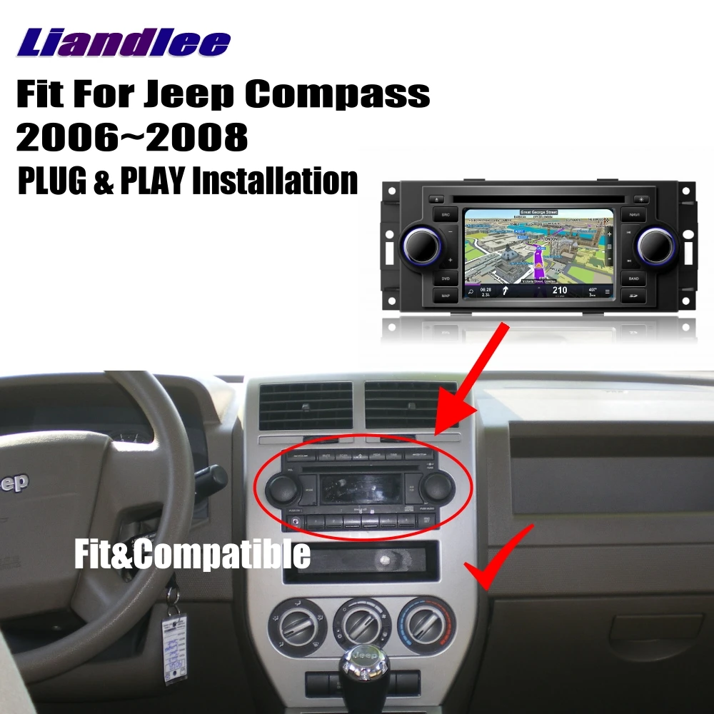 Cheap Liandlee Android Car For Jeep Compass 2006~2008 Radio CD DVD Player GPS Navi Navigation Media Maps Camera OBD TV HD Screen 3