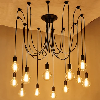 

Vintage Nordic Colorful Spider Pendant Lamp Multiple Adjustable Retro Pendant Lights Loft Classic Decorative Fixture Lighting