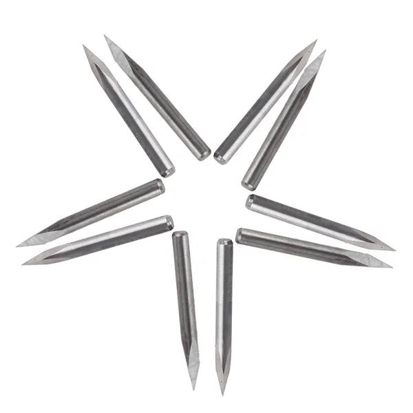 Parallel Carbide 15 Degree 0.2mm CNC PCB Milling Cutter Bits Set of 10 Silver