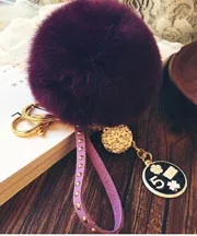 9 цветов Искусственный Мех Шар 8 см помпон брелок автомобильный брелок кролик меховой шар брелок меховой бренд помпоны сумка талисманы с брелок на цепочке - Цвет: dark purple