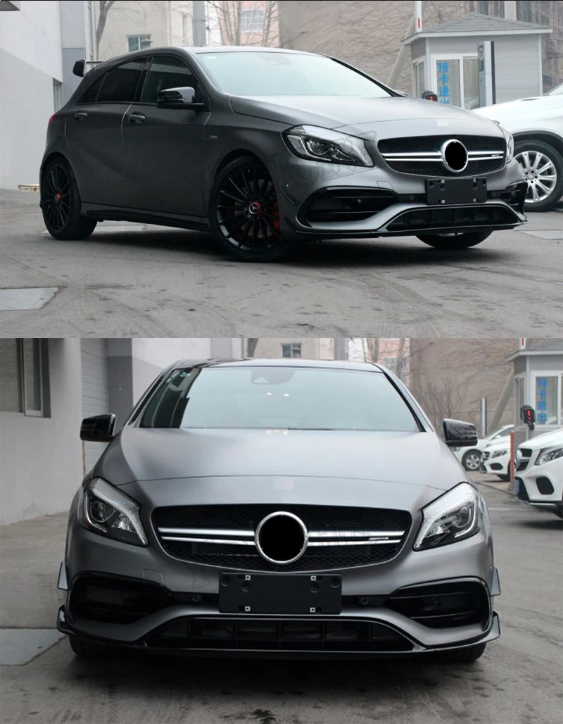 W176 передний бампер для губ Splitter Canards для Mercedes A класс W176 A160 A180 A200 A250 A45 AMG подтяжку лица