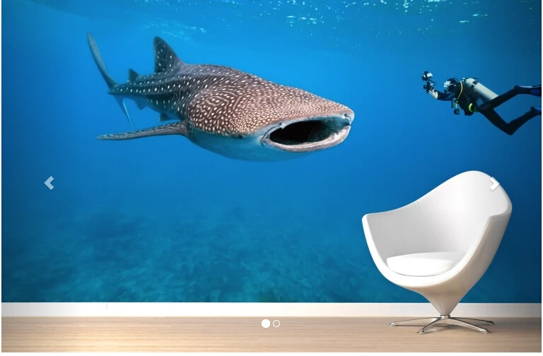 Росписи Whale Shark Обои фреска морской мир современный 3d 3d обои Гостиная росписи 3d обои ТВ диван фоне