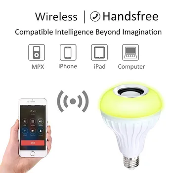 

Music Playing Dimmable E27 LED Bulb Smart RGB Wireless Bluetooth Speaker B22 led Lamp Light 5/12W 24 Keys Remote Controller