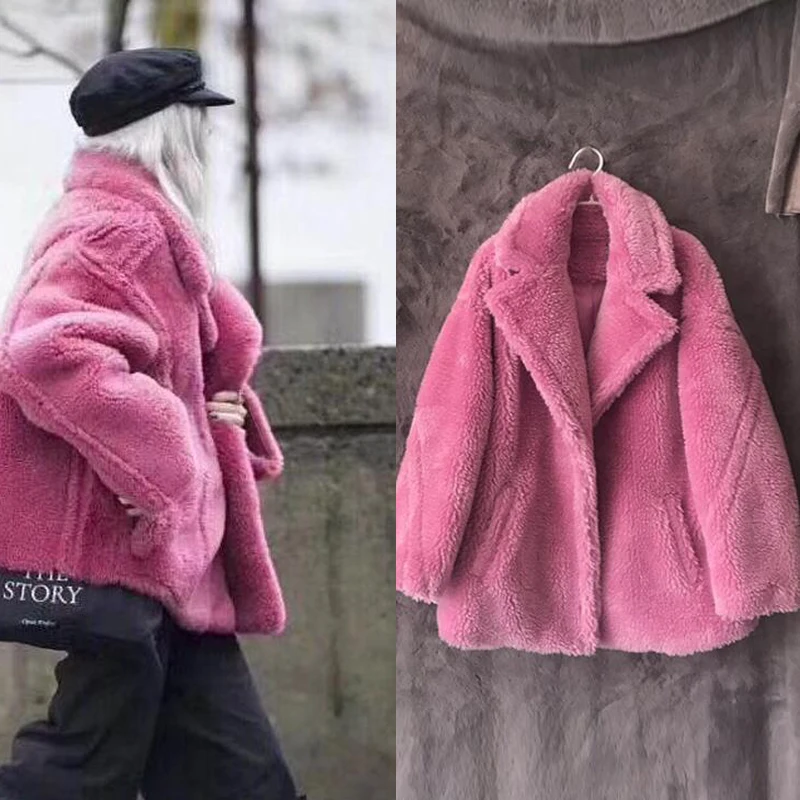 

Luxury Brand Winter Warm Women Fur Coats European and American Style Brand Woman Clothing Velvet Fur Coats Women Overcoats A072