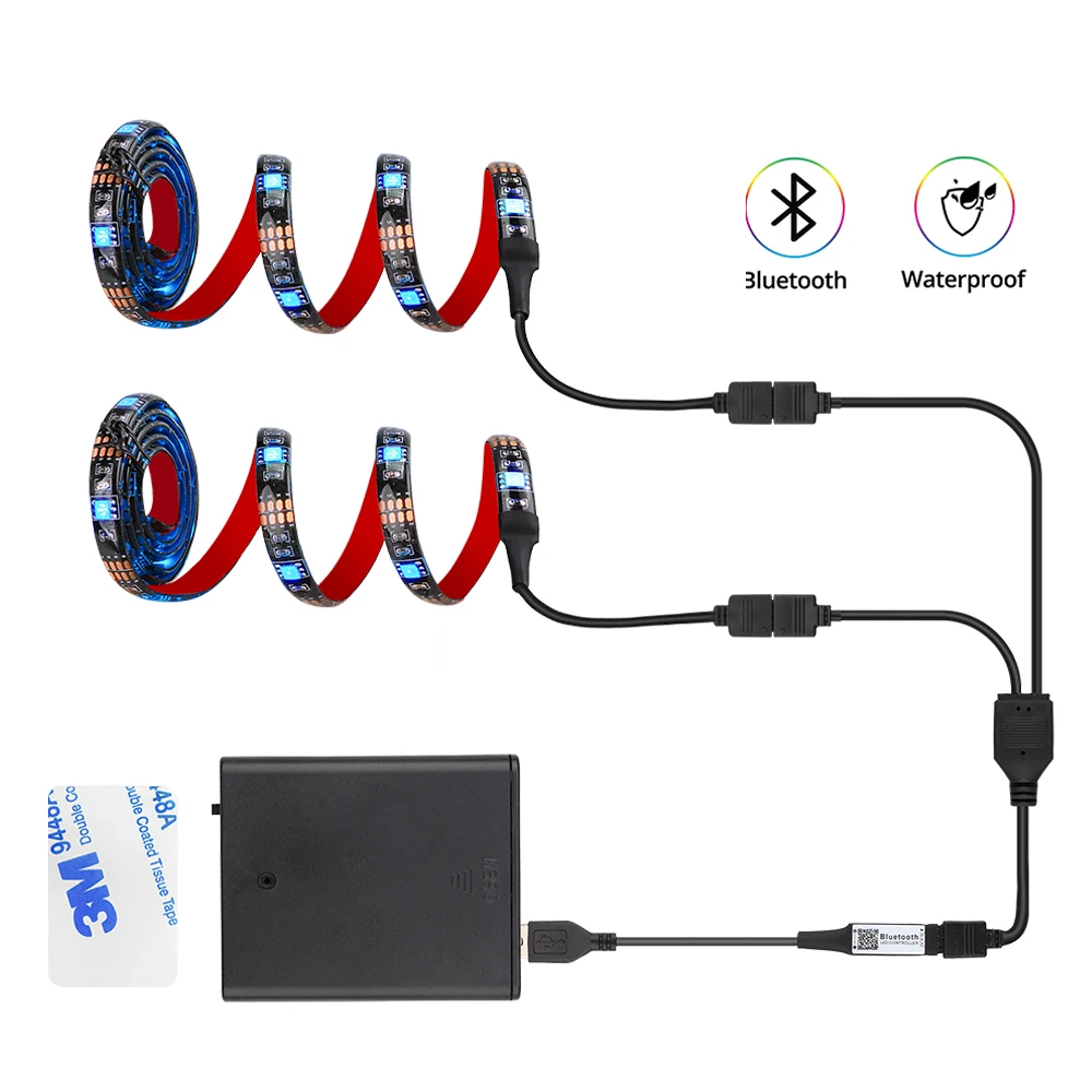 Водонепроницаемая светодиодная лента Coolo DC 5 В USB 5050 RGB 1 м/2 м/2x50 см управление через