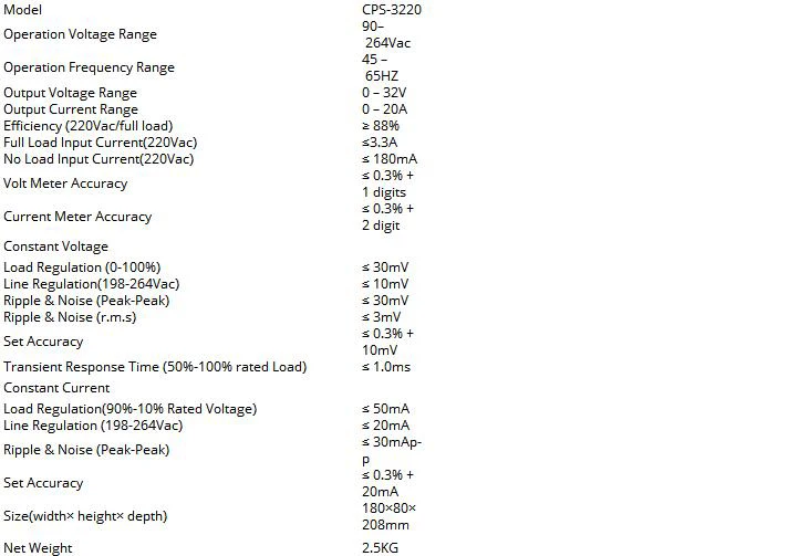 CPS-3220 DC источник питания EU/UK/US адаптер OVP/OCP/OTP низкая мощность 110 V-230 V 0-32v 0-20A