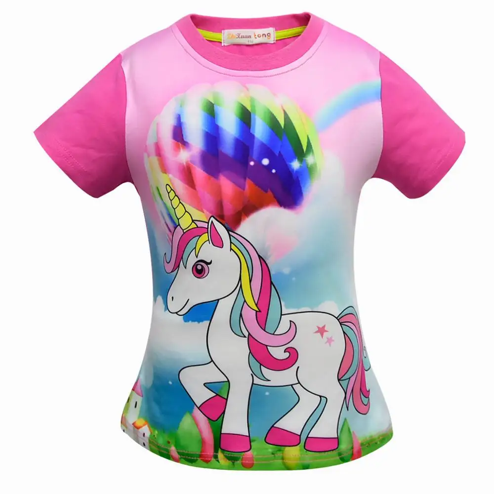 Camiseta Unicornio/футболка для девочек Детская летняя одежда для дня рождения для маленьких девочек топы для маленьких девочек Roupa Menina