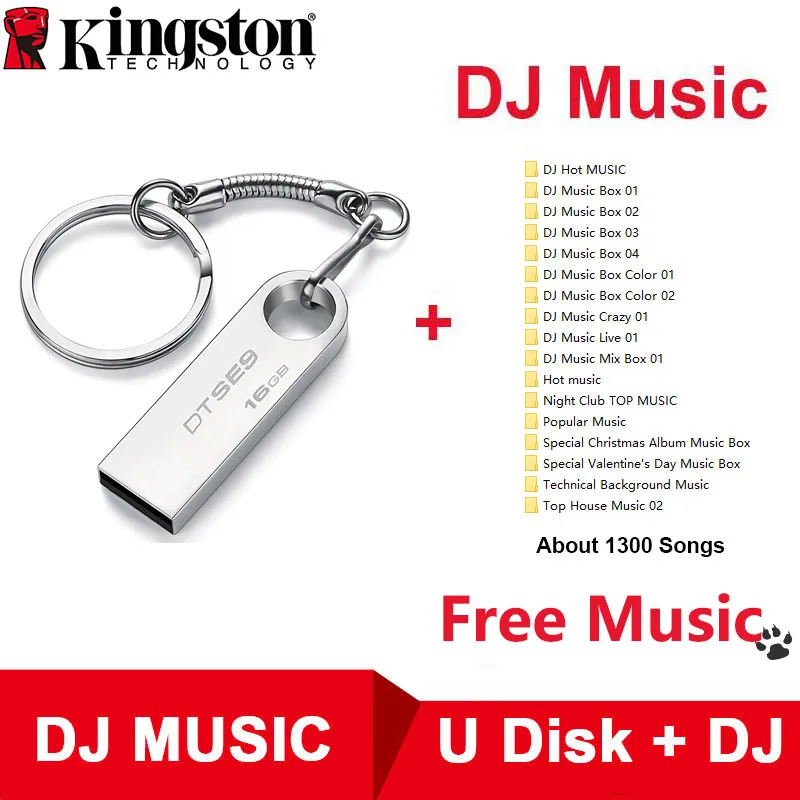 Kingston Usb флеш-накопитель 2,0 16 Гб Флешка карта памяти Usb ключ DTSE9 32 Гб металлическая Флешка DJ музыка U диск