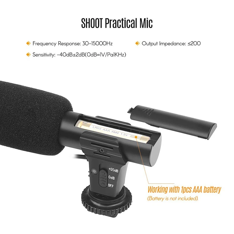Shoot Xt-451 портативный конденсатор стерео микрофон с 3,5 мм Jack Горячий башмак крепление для камеры Canon видеокамера Dv смартфон