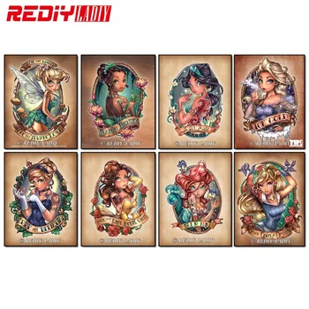 

REDIY LADIY Diamond Embroidery Home Decor Rhinestones Picture 5D Diamond Painting Mosaic Full Square Drill Wall Paint Princess