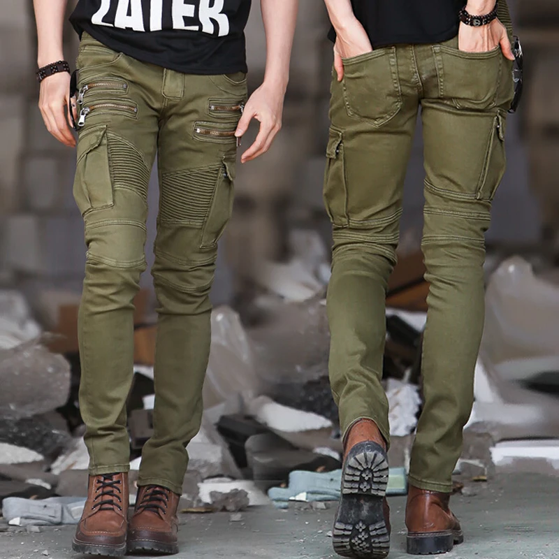 army green skinny cargo pants