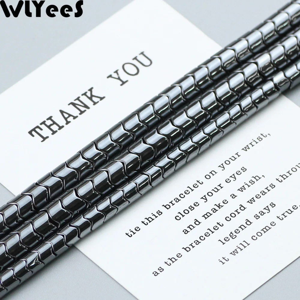 

WLYeeS Gear shape Hematite Beads Cylinder Natural Black Stone Space Loose Beads For Men DIY Jewelry Bracelet Necklace Making DIY
