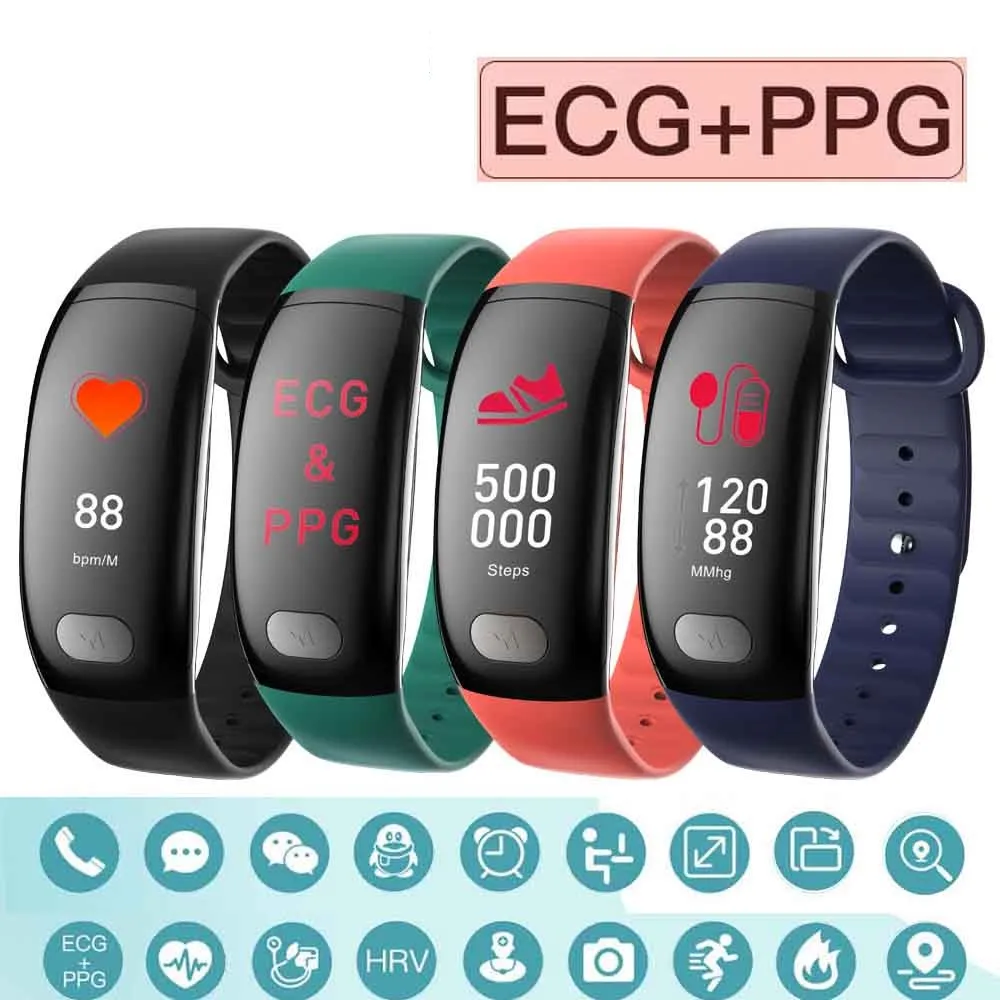 

B51 Smart Wristband ECG Blood Pressure Detection Intelligent Bracelet Fitness Tracker Smartband for Android IOS