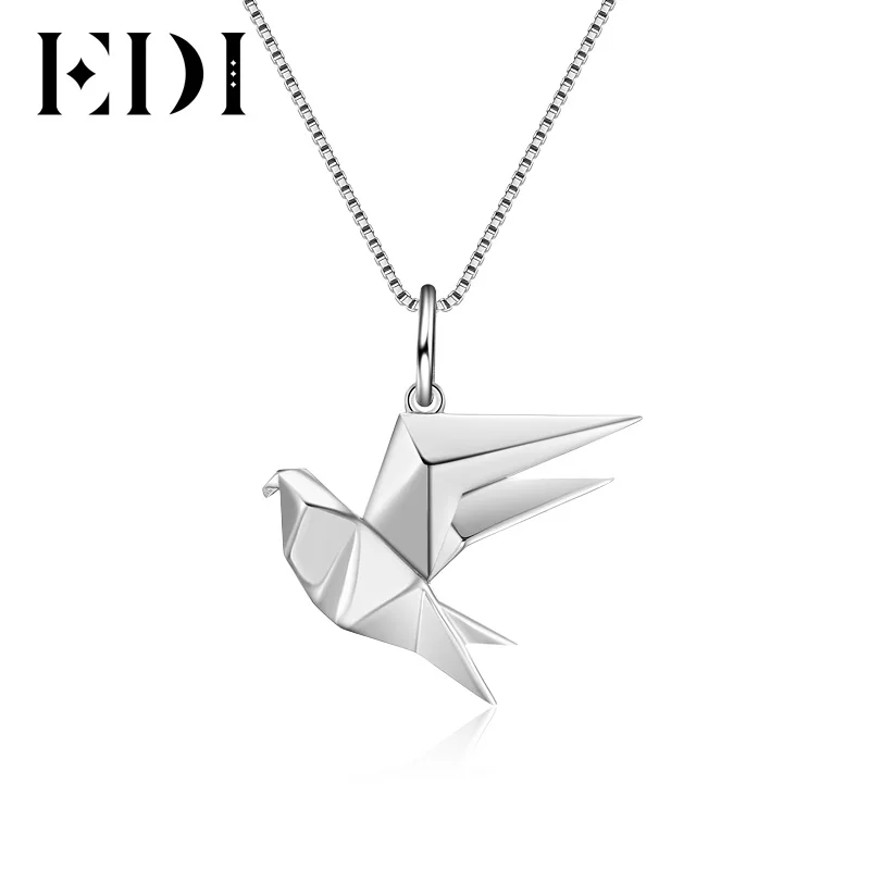 EDI Lovely Peace Dove Bird Animal Pendants Necklace For Women 100% 925 Sterling Silver High Quality Fine Jewelry