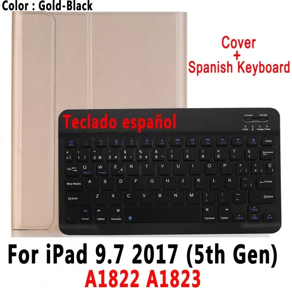 For iPad 9.7 2017 Испанская клавиатура чехол для Apple iPad 9,7 6th 5th Generation Air/Air 2/Pro 9,7 A1822 A1823 A1954 A1566 A1673 держатель для карандашей - Цвет: For iPad 9.7 2017