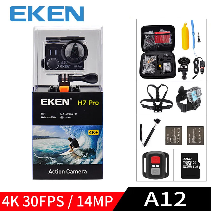 Оригинальная Экшн-камера eken H7 pro Ultra HD с чипом Ambarella A12 4 k/30fps 1080 p/60fps EIS 30M Водонепроницаемая Спортивная камера