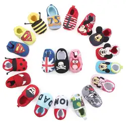 Мягкий мультфильм обувь для младенцев тапочки для новорожденных девочек и мальчиков детские мокасины; первые шаги хлопковая нескользящая
