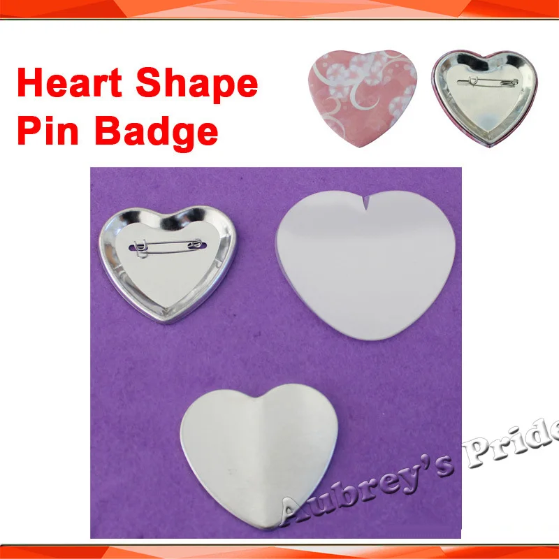 

Heart Shape 57x52mm Complete 100 Sets Pin Back Metal Button Supply Materials for NEW Professional All Steel Badge Button Maker