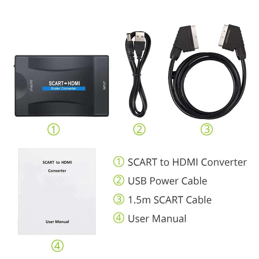 LiNKFOR 1080P из scart в HDMI аудио видео конвертер USB кабель адаптер с 1,5 м scart кабель для HDTV DVD SKY PS3