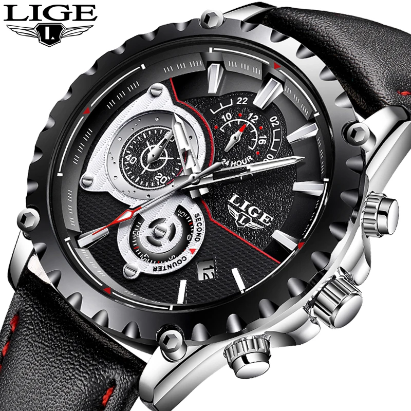 

LIGE Luxury Brand Watch Men's Fashion Sport Military Quartz Watch Men's All Steel Business Waterproof Men's Relogio Masculino