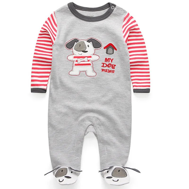 Kiddiezoom брендовая одежда для маленьких девочек Комбинезон для маленьких мальчиков с изображением кролика Одежда для новорожденных roupa с длинными рукавами Товары для новорожденных - Цвет: grey dog
