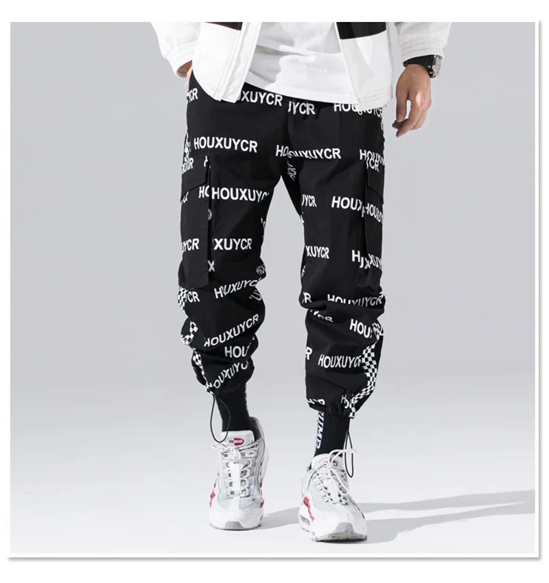 Харадзюку японский стиль с буквенным принтом модные мужские брюки для бега хип-хоп Осенние повседневные мужские шаровары стиль сафари