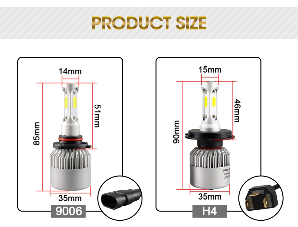 Hlxg H11 H4 H7 светодиодный 12V 3 стороны COB Чип 72W фары для 12000L/комплект H8 светодиодный фары лампы 6500K белый 9005 HB3 9006 HB4 автомобильных фар