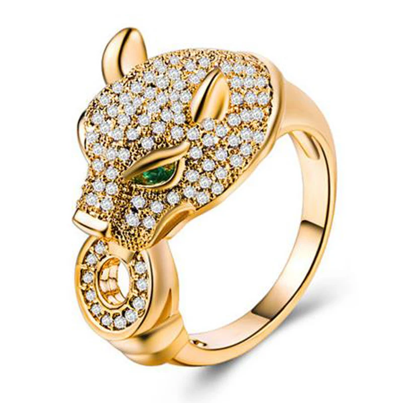 Вечерние женские кольца с головой гепарда в стиле панк с кубическим цирконием AAA цвета розового золота, серебра, золота, хип-хоп ювелирные изделия для девочек