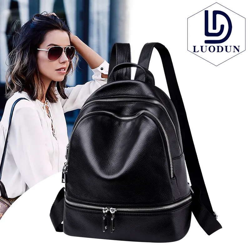 

LUODUN 2018 New Backpack Ms. Shoulder Bags Leather Fashion Korean Tide Simple Bag College Wind Mini Schoolbag